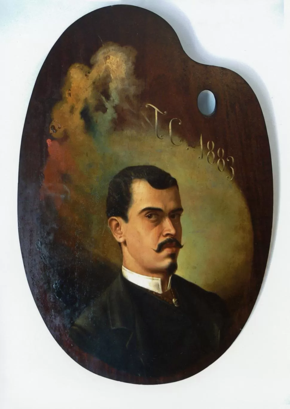 TEÓFILO CASTILLO. En 1883 pintó su autorretrato sobre una  paleta. LA GACETA/ ARCHIVO.