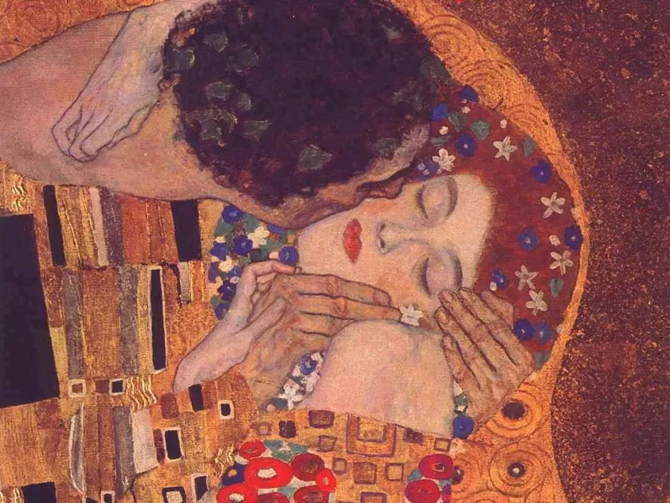 EL BESO. Presentado en una muestra de 1908, se convirtió en su cuadro más conocido y puede admirarse en el Museo de Belvedere. 	 
