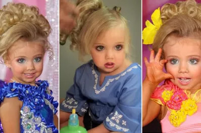 Maquillada, bronceada y teñida a los tres años