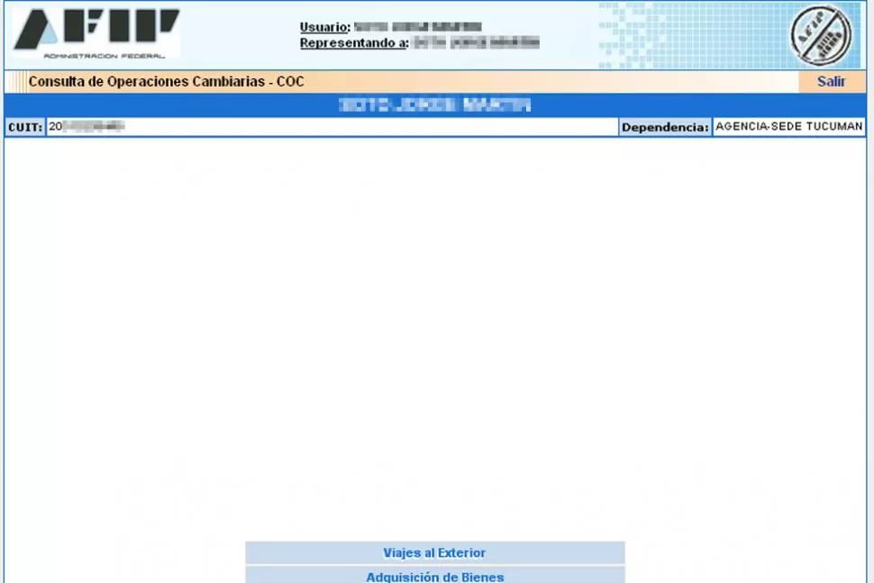 NUEVO FORMATO. La página ya no ofrece la opción de adquirir moneda extranjera para el ahorro. CAPTURA DE PANTALLA/LA GACETA