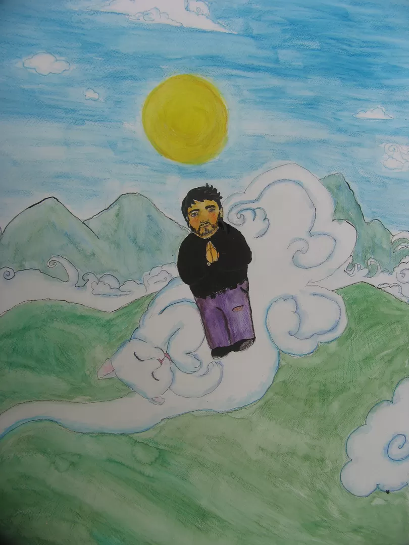 DIBUJOS Y COLLAGES. En la imagen, el artista se autorretrata. 