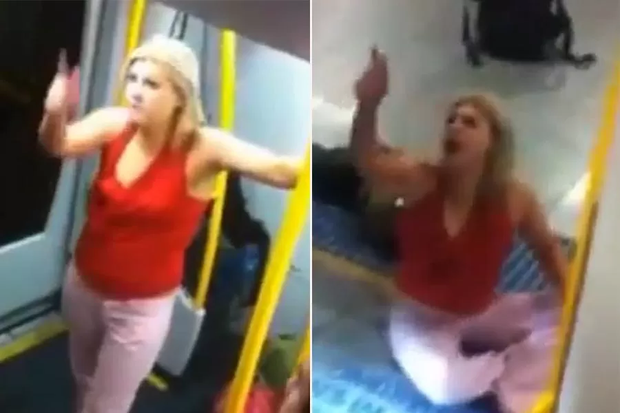 ANTES Y DESPUÉS. La mujer terminó siendo arrojada afuera del subte. CAPTURA DE VIDEO.
