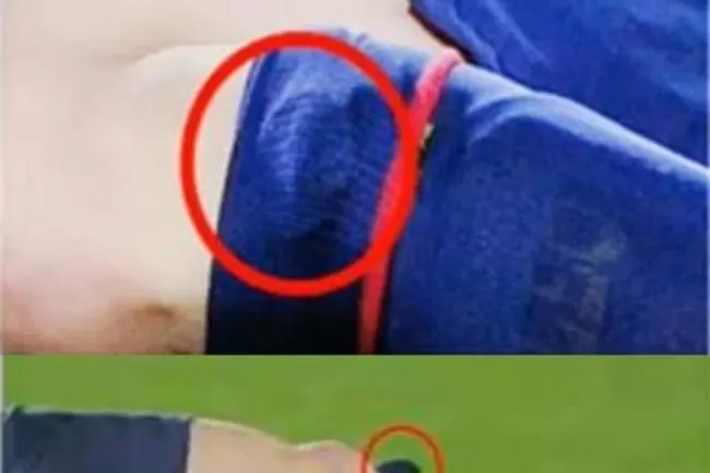 LA PRUEBA. El crack de Barcelona llevó el chupete en el elástico de sus medias. FOTO TOMADA DE TWITTER.COM/MESSIMANIACAS