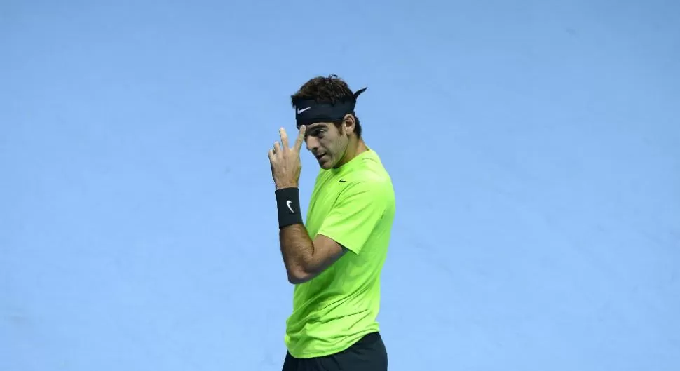 CAIDA. Juan Martín De Potro no pudo con el español David Ferrer y cayó por 6-3, 3-6 y 6-4, en el Master de Londres. REUTERS