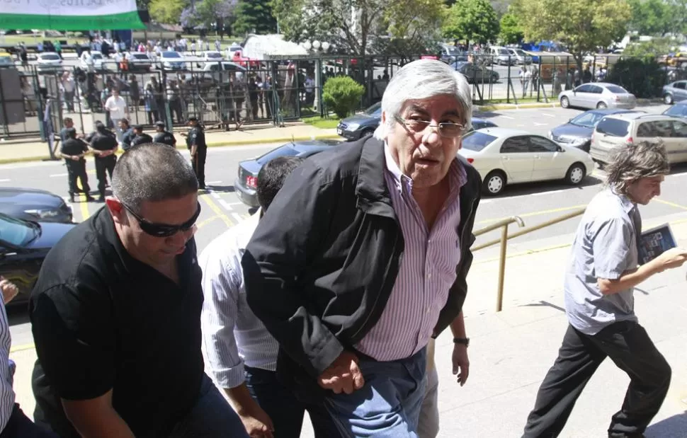 RECIEN LLEGADO. Moyano fue a declarar hoy. DYN.