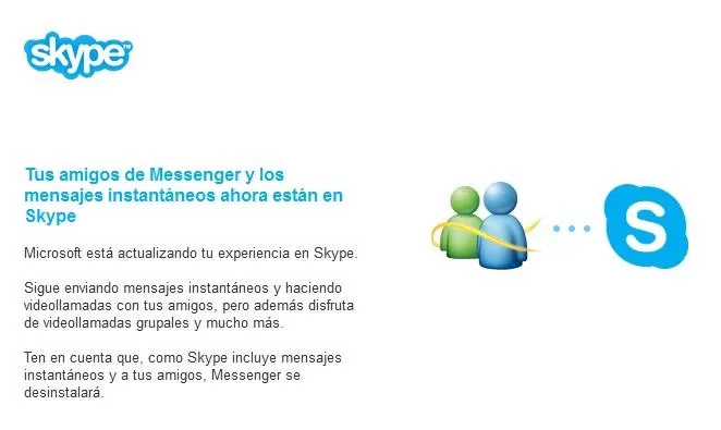 ES UN HECHO. Los usuarios deberán migrar sus contactos a Skype. CAPTURA DE PANTALLA