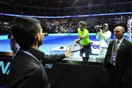 El Kun Agüero peloteó con Del Potro en Londres