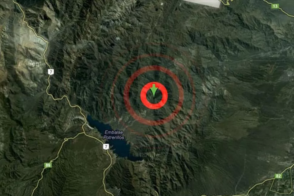 EPICENTRO. Ocurrió a unos 30 km de Mendoza Capital. FOTO TOMADA DE DIARIOUNO.COM.AR