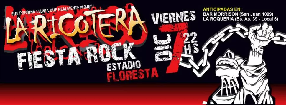 La Fiesta Ricotera Rock hará vibrar a Floresta