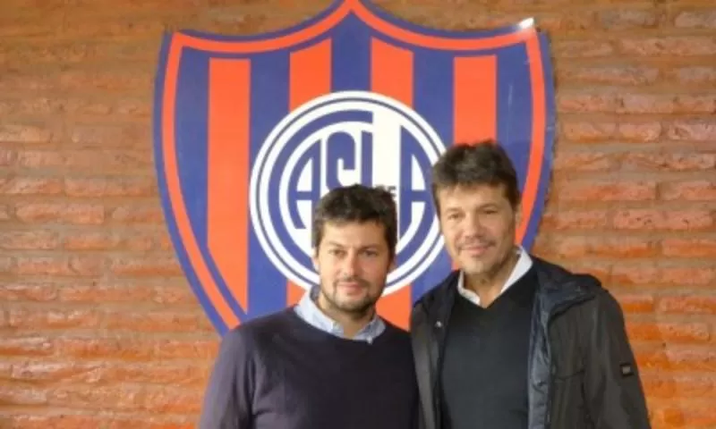 NUEVA DUPLA. Matías Lammens y Marcelo Tinelli, presidente y vice del 'ciclón'. (DyN)