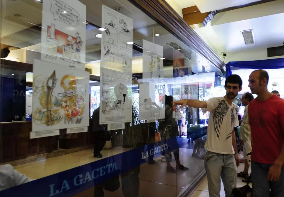 EN LA GALERÍA LA GACETA. Las creaciones de Quino, Caloi, Sendra, Tute, Tabaré y Rep (entre otros) podrán disfrutarse durante todo enero. LA GACETA / FOTO DE ANALIA JARAMILLO