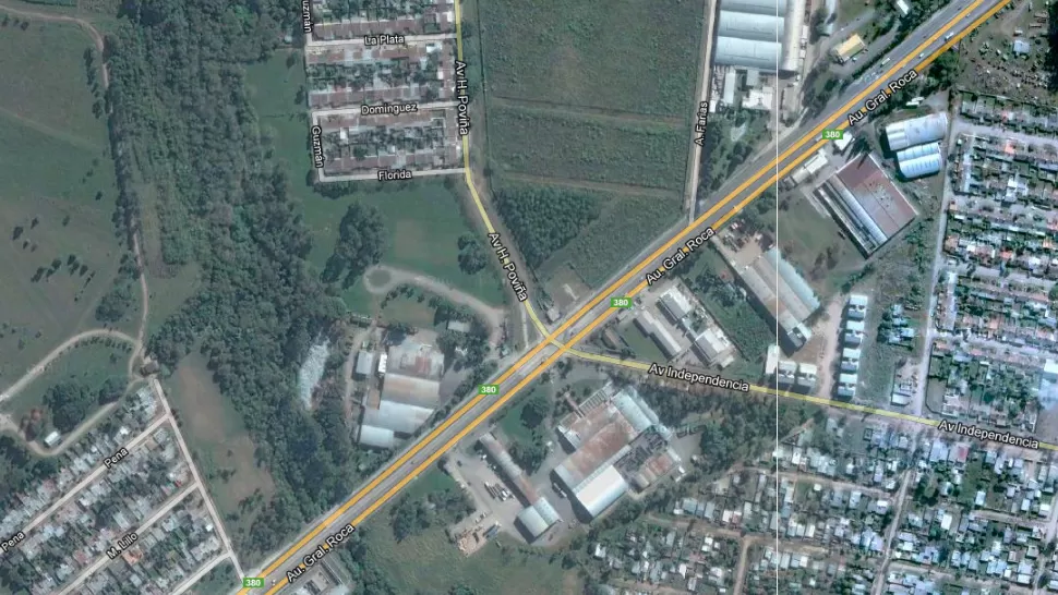 DETENIDO. La Policía logró detener al delincuente en avenida Poviña y ruta 301. CAPTURA DE GOOGLE MAPS