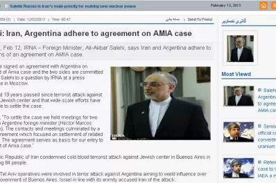 Irán acusa a Israel de estar vinculado al atentado de la AMIA