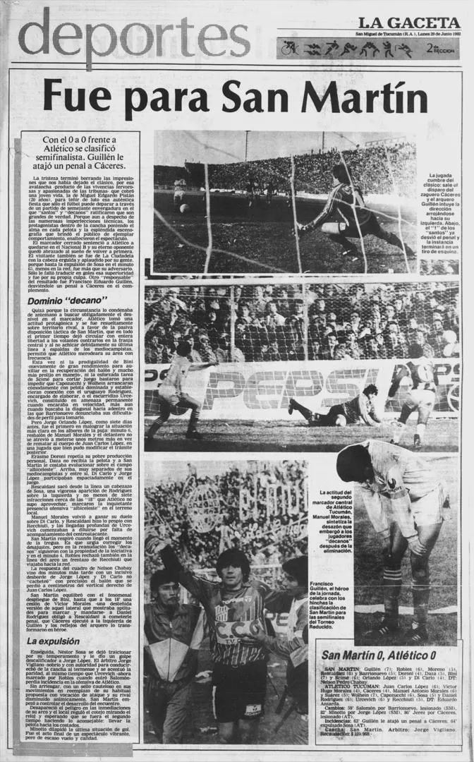 SANTA HAZAÑA. Francisco Guillén fue el héroe de la eliminación de Atlético en 1992. Así reflejó LA GACETA el duelo. 