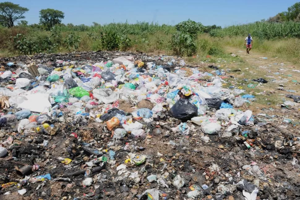 EN UNA PROPIEDAD PRIVADA. Los residuos de San Felipe son arrojados en un predio, cercano a la ruta 157.  