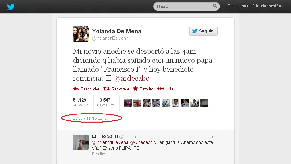 PREMONICION. El sueño del joven Alex, contado por su novia en Twitter. CAPTURA DE TWITTER / @YOLANDADEMENA