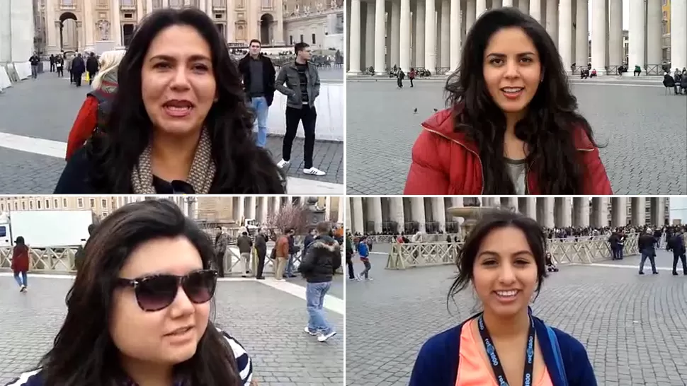 PRIVILEGIADAS. Las cuatro jóvenes fueron testigos de la asunción del Papa Francisco. CAPTURA DE VIDEO