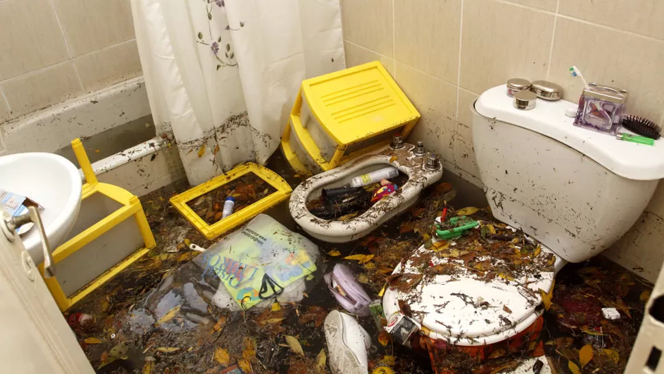 DRAMATICA POSTAL. Así quedó el baño de una vivienda de Capital Federal. DYN