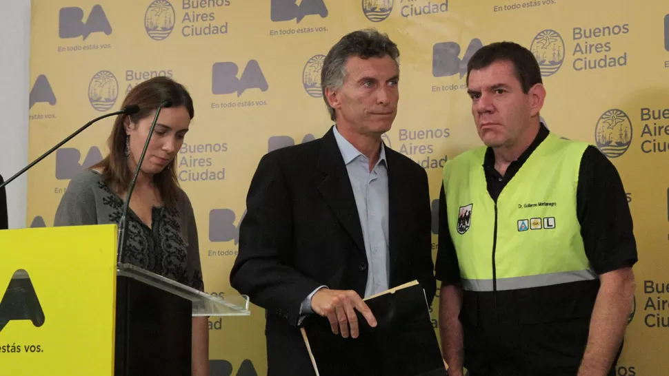 EXPLICACIONES. Macri dio una conferencia de prensa para informar sobre lo que se está haciendo para ayudar a los damnificados. TELAM