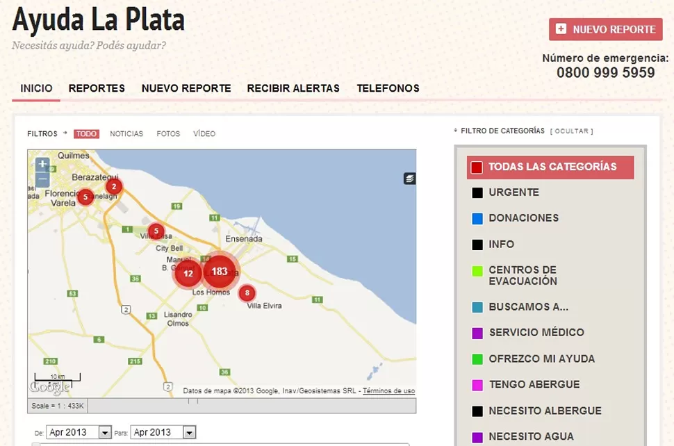 COMO AYUDAR. El sitio detalla información precisa sobre punto de donaciones y pedidos de ayuda. CAPTURA DE PANTALLA/ AYUDALAPLATA.ORG