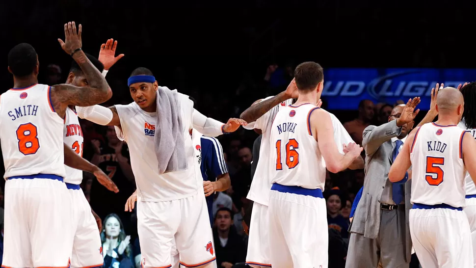 CELEBRACION. Los Knicks terminaron segundos en el Este y se ilusionan con los playoff. REUTERS