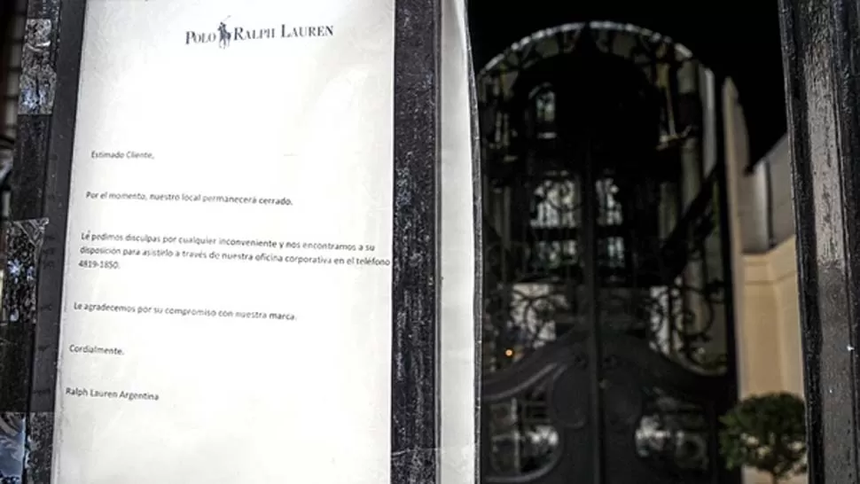 FRENO A LAS IMPORTACIONES. En 2012, Ralph Lauren cerró tres de sus locales en Capital Federal por sus dificultades para ingresar productos. FOTO TOMADA DE INFOBAE.COM