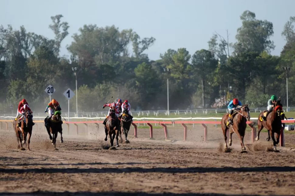 DEFINICIÓN. Guinness Lad (segundo desde la derecha) fue exigido a fondo por Roberto Robledo para vencer a Oliver Dan en los 1.600 metros del especial Salvador Fernández, que fue televisado a todo el país. 