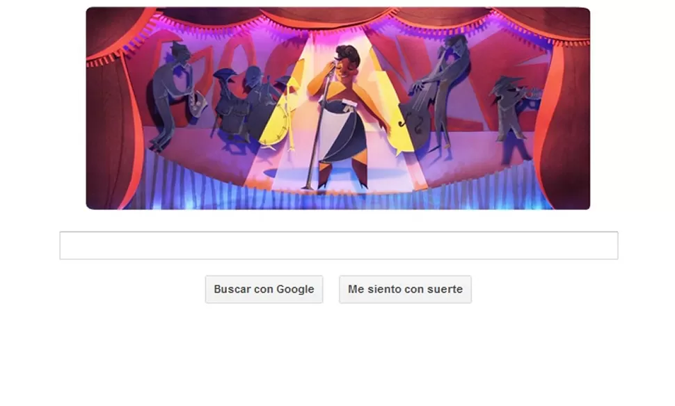 RECORDADA. La primera dama del jazz es homenajeada en un nuevo aniversario de nacimiento. CAPTURA DE PANTALLA/GOOGLE.COM.AR