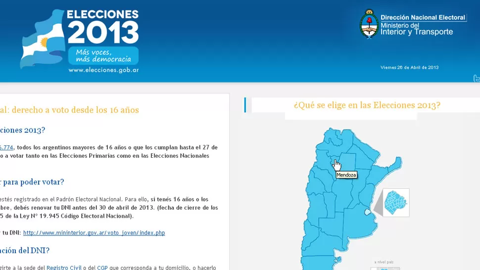 ERROR QUE CONFUNDE. Un cartelito con el nombre de la provincia cuyana asuma al pasar el puntero por Tucumán. CAPTURA DE PANTALLA