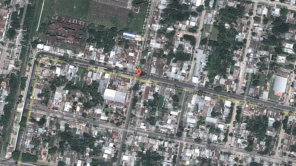 RAPIDA REACCION. El taxista logró avisarle a los uniformados que era víctima de un asalto. CAPTURA DE GOOGLE MAPS