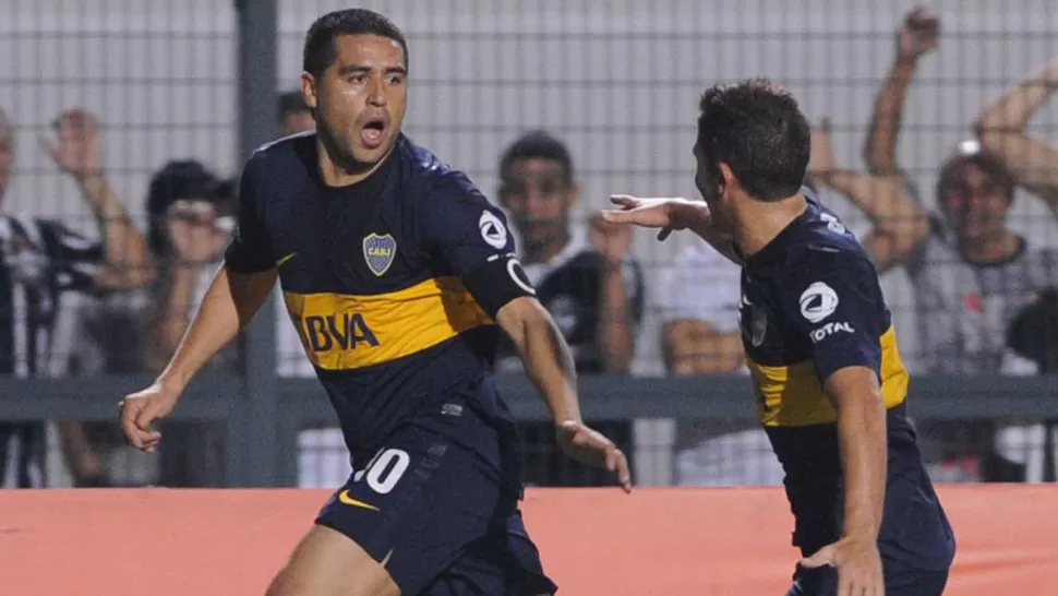 BRILLÓ EN BRASIL. Riquelme fue uno de los puntos altos que tuvo Boca anoche. TELAM