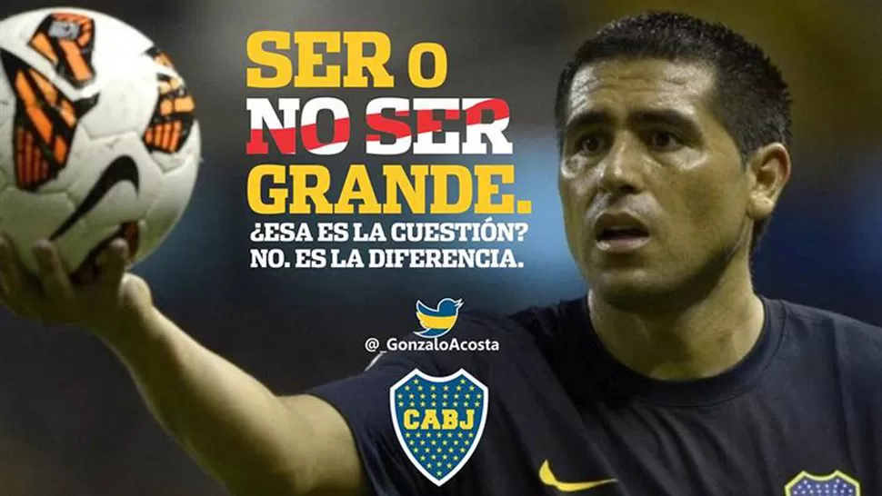 PROBLEMA EXISTENCIAL. Los bosteros siguen riéndose del pasado de River. FACEBOOK.COM/AFICHESDEBOCA