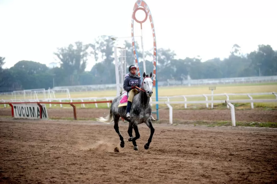 EN PLENO ENTRENAMIENTO. Las jornadas de Romina Villegas arrancan a las seis de la mañana en el hipódromo. 