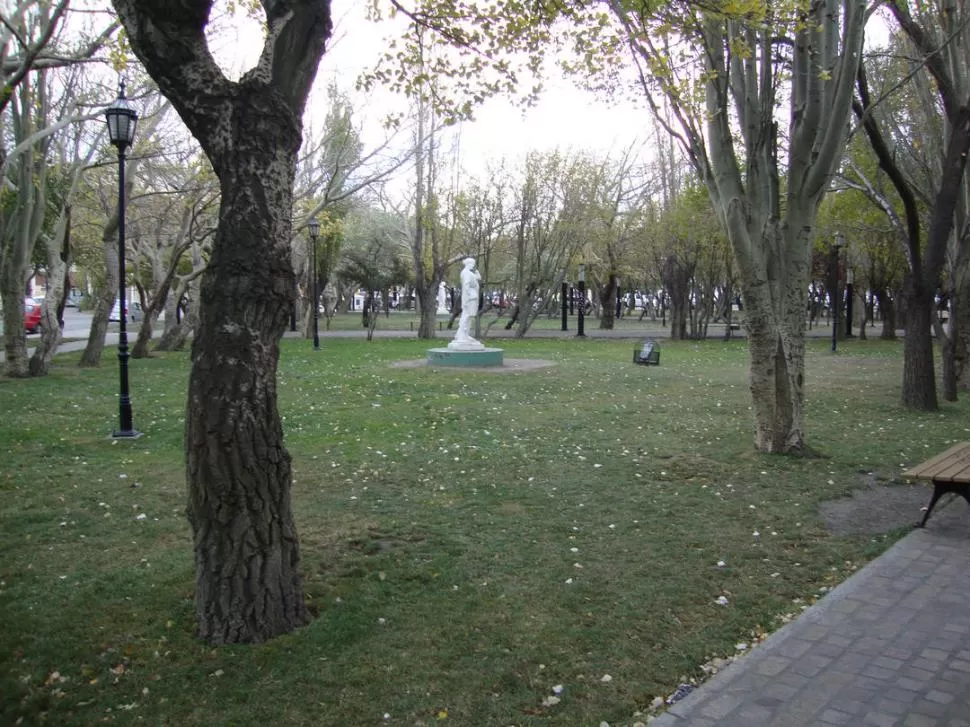 PLAZA SIN VECINOS. La San Martín es el principal paseo público. El único espacio arbolado. El silencio aturde.