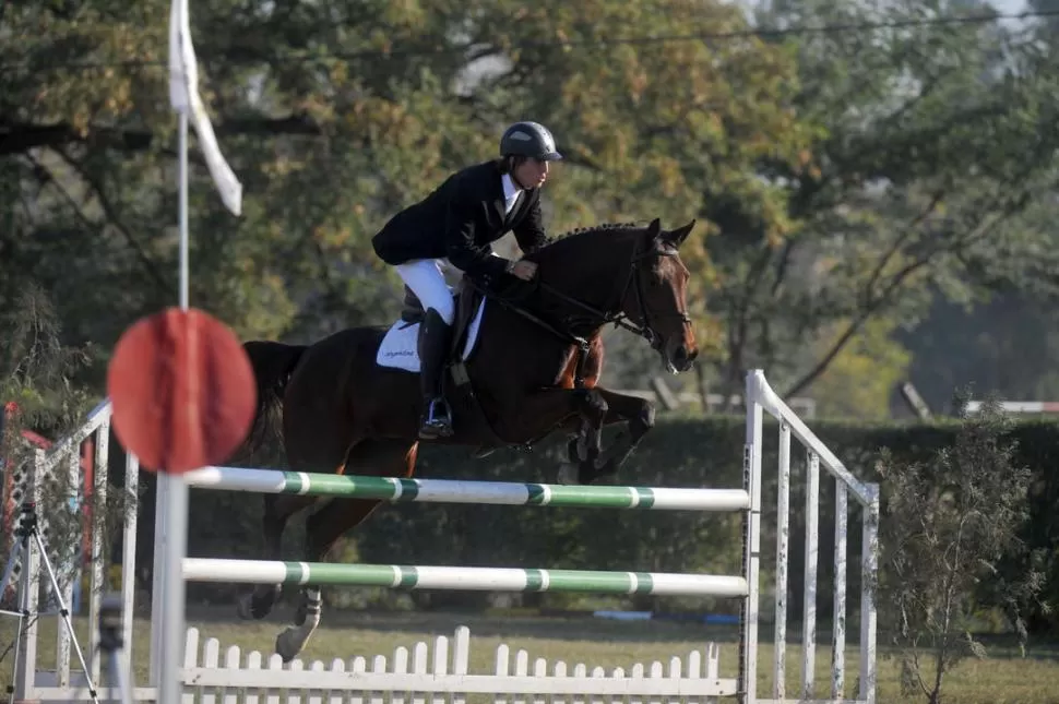 TODOS LOS OBSTÁCULOS QUEDARON EN EL CAMINO. Matías Dominino, con Calatino, fue el mejor de la categoría principal en el certamen del Jockey Club. 