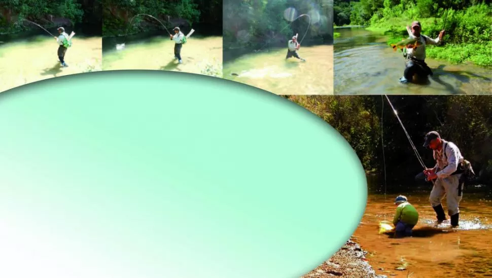 COMIENZA LA ACCIÓN. Labarta acaba de clavar un dorado en el río Dorado, Salta. 