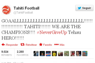 Tahití celebró a pesar de ser goleado