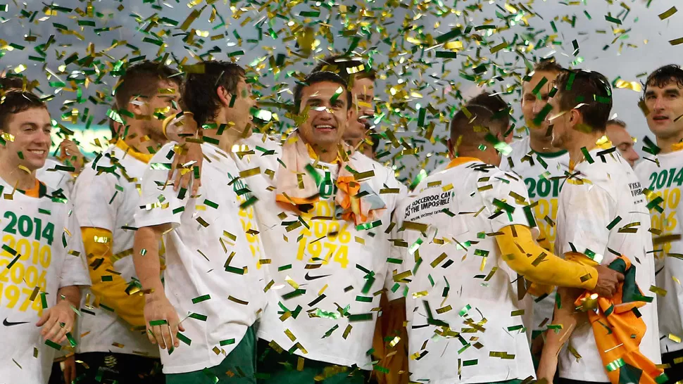 SIN REPECHAJE. Los australianos celebran la clasificación a la ronda final, que se jugará en tierras brasileñas. REUTERS