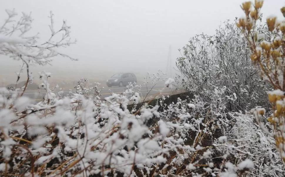 UNA VERDADERA POSTAL. Las montañas nevadas sorprendieron a los primeros turistas que llegaron a Tafí ayer. 