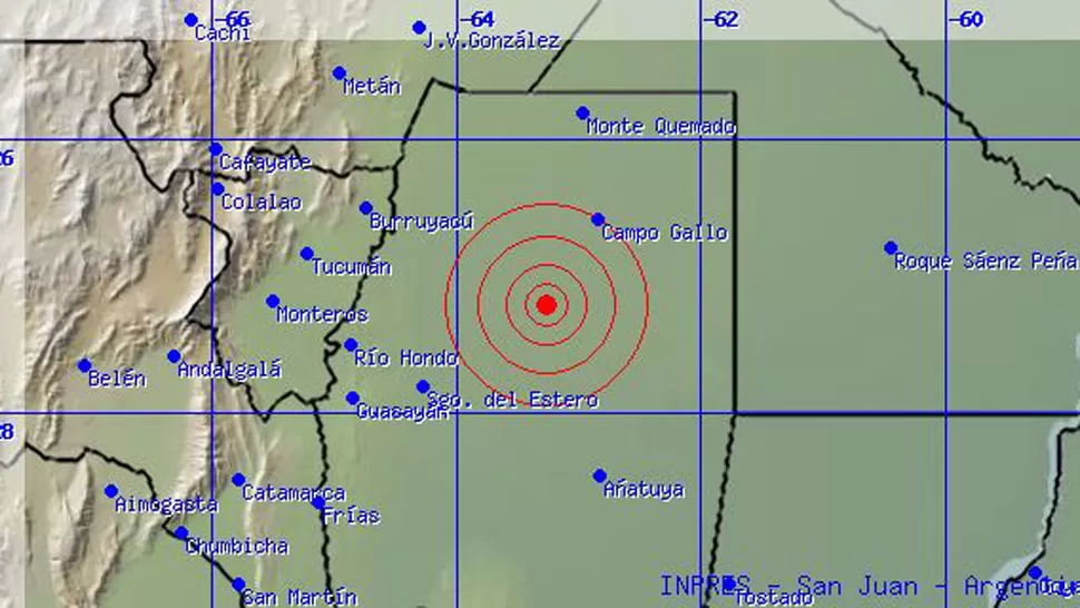 DESAPERCIBIDO. El sismo se produjo a gran profundidad, por lo que casi no se lo sintió. IMAGEN TOMADA DE INPRES.GOV.AR