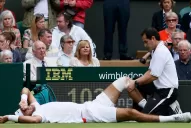 Del Potro volvió a doblarse la rodilla en Wimbledon