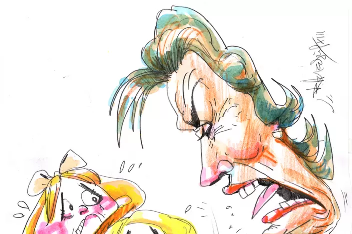 GRITOS. La maestra de primer grado insultaba a sus alumnos. LA GACETA / DIBUJO DE RICARDO HEREDIA