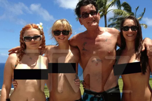 Charlie Sheen se fue de vacaciones con tres actrices porno