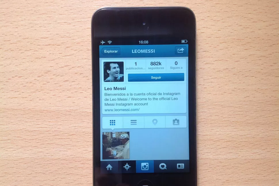 LLEGADA. Lionel Messi abrió su cuenta de Instagram. LA GACETA 