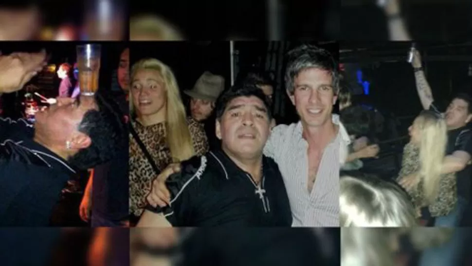 DE FIESTA. Maradona se mostró con su yerno para las fotos. FOTO TOMADA DE INFOBAE.COM