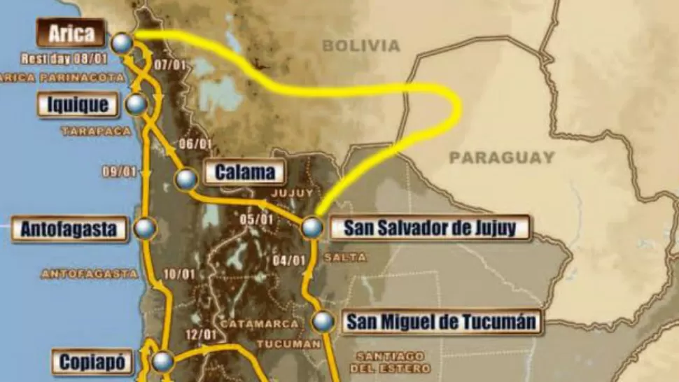 RECORRIDO. Parte de la ruta del Dakar 2014. 