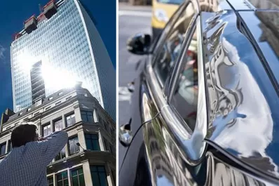 Si estacionás cerca de este edificio tu auto puede derretirse