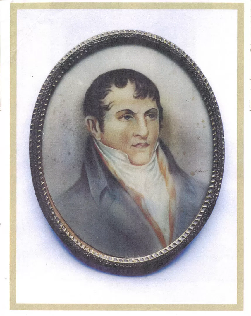 MANUEL BELGRANO. Poco conocida miniatura del siglo XIX, pintada sobre marfil, perteneciente a la colección de Horacio Porcel. LA GACETA / ARCHIVO