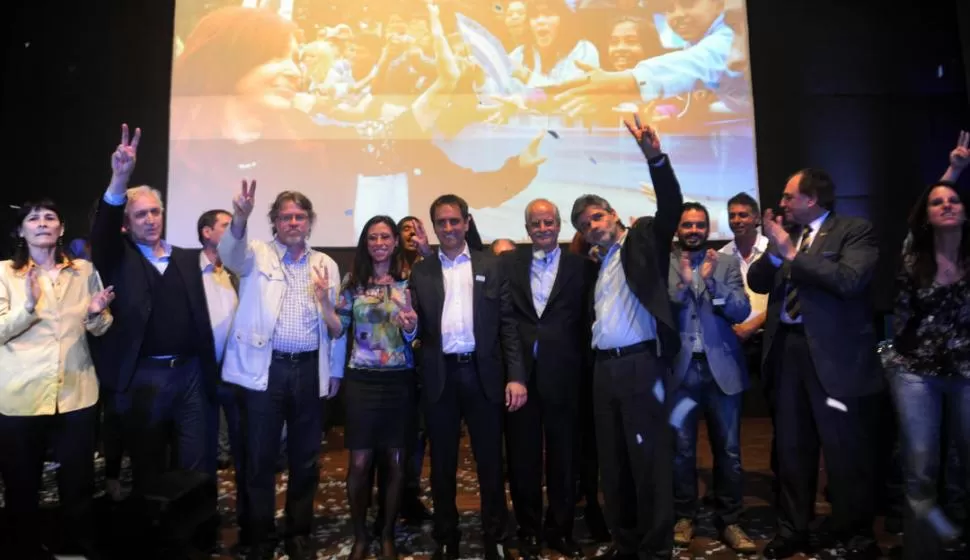 CANDIDATOS. Filmus, Taiana, Cabandié y Forster, durante el cierre oficial. TELAM