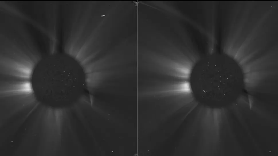 ULTIMOS MOMENTOS. Imágenes de ISON captadas por SOHO tras cruzarse con el Sol. FOTO TOMADA DE LAINFORMACION.ES